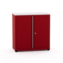 Armário de Aço Baixo com Tampo de Madeira Ap406sl Pandin 84 cm Vermelho