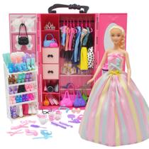 Armário de armário NOKUTIP 161 peças para boneca feminina de 11,5 polegadas com acc Armário de armário NOKUTIP 161 peças para boneca feminina de 11,5 polegadas com acc