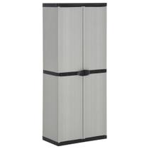 Armário de armazenamento de jardim ao ar livre vidaXL Compact Grey PVC 3 prateleiras