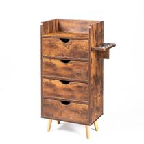 Armário de armazenamento de salão de 4 camadas OMySalon com suportes para secadores Armário de armazenamento de salão de 4 camadas OMySalon com suportes para secadores