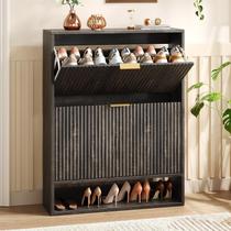 Armário de armazenamento de sapatos Hootata Black 80cm com 2 gavetas giratórias