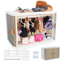 Armário de armazenamento Doll Wardrobe aimpiwt dobrável com 10 cabides