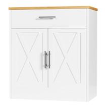 Armário de armazenamento Shintenchi Farmhouse com portas e prateleiras branco Armário de armazenamento Shintenchi Farmhouse com portas e prateleiras branco