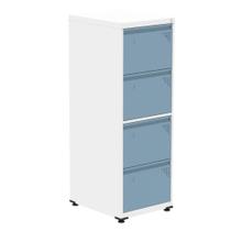 Armário de Arquivo Oficio 4 Gavetas Pandin 47cm (Larg) Aço Branco c/ Frente Gaveta Azul Dali c/ Chav
