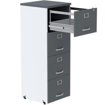 Armário de Arquivo Oficio PE25 Pandin 45,70 cm (largura) em MDP Cor Branco e Grafito com 4 Gavetas