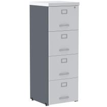 Armário de Arquivo Oficio PE25 Pandin 45,70 cm (largura) em MDP Cor Grafito e Branco com 4 Gavetas