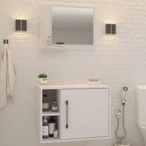 Armário de Banheiro 1 Porta 2 Prateleiras com Espelho Branco Chess 14700 - Compace