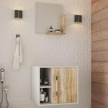 Armário de Banheiro 1 Porta 2 Prateleiras com Espelho Branco Chess/Carvalho 14699 - Compace