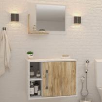 Armário de Banheiro 1 Porta 2 Prateleiras com Espelho Branco Chess/Carvalho 14700 - Compace