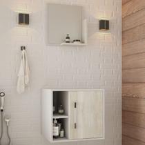 Armário de Banheiro 1 Porta 2 Prateleiras com Espelho Branco Chess/Snow 14699 - Compace