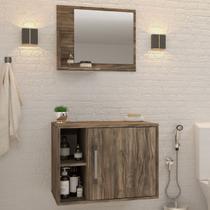 Armário de Banheiro 1 Porta 2 Prateleiras com Espelho Carvalho Dark 14700 - Compace