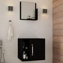 Armário de Banheiro 1 Porta 2 Prateleiras com Espelho Preto ônix 14699 - Compace Armário de Banheiro 1 Porta 2 Prateleiras com Espelho Preto ônix 14699 - Compace