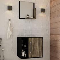 Armário de Banheiro 1 Porta 2 Prateleiras com Espelho Preto ônix/Carvalho Dark 14699 - Compace Armário de Banheiro 1 Porta 2 Prateleiras com Espelho Preto ônix/Carvalho Dark 14699 - Compace