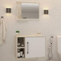 Armário de Banheiro 1 Porta 2 Prateleiras com Espelho Snow/Branco Chess 14700 - Compace