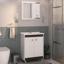 Armário de Banheiro 60 Cm 3 Portas Branco/Preto - Ozini Móveis