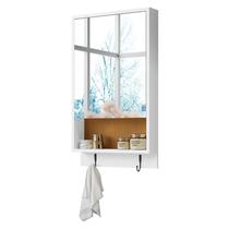 Armário de Banheiro aéreo Espelheira com porta nicho Cor:Branco/Nature Armário de Banheiro aéreo Espelheira com porta nicho Cor:Branco/Nature