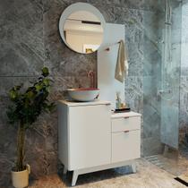 Armário de Banheiro Bn3680 2 Portas 1 Gaveta com Espelho Branco - Tecno Mobili