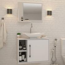 Armário de Banheiro com Cuba e Espelho 1 Porta 2 Prateleiras Branco Chess 13689 - Compace