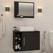 Armário de Banheiro com Cuba e Espelho 1 Porta 2 Prateleiras Preto ônix 13687 - Compace Armário de Banheiro com Cuba e Espelho 1 Porta 2 Prateleiras Preto ônix 13687 - Compace