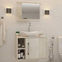 Armário de Banheiro com Cuba e Espelho 1 Porta 2 Prateleiras Snow 13689 - Compace