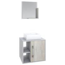 Armário de Banheiro com Cuba e Espelho Soft 1 Porta 2 Prateleiras Branco Chess/Snow 13685 - Compace