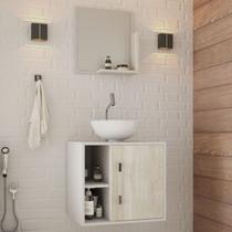 Armário de Banheiro com Cuba e Espelho Soft 1 Porta 2 Prateleiras Branco Chess/Snow 13686 - Compace