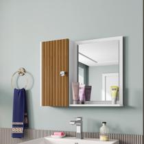 Armário De Banheiro Com Espelho Genova Com Porta Branco/freijó - Lojas Destaki