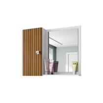 Armário De Banheiro Com Espelho Genova Com Porta Branco/freijó Armário De Banheiro Com Espelho Genova Com Porta Branco/freijó