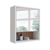 Armário de Banheiro com Espelho Slim 1 PT Branco e Montana