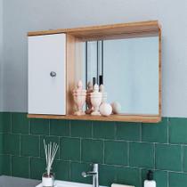 Armário de Banheiro com Espelho Versato 1 PT Mel e Branco 42x60 cm