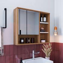 Armário de Banheiro com Espelho Versato 1 PT Mel e Branco 52x60 cm - Nova Móbile