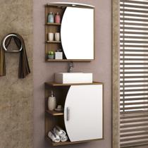 Armário de Banheiro com Led 2 Portas Nogal/Branco 56620 - Móveis Bosi