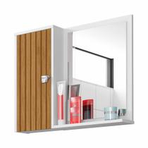 armario de banheiro com porta prateleira com 2 nichos largura 58 cm altura 46 cm cor branco e marrom