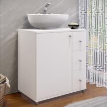 Armário de Banheiro Dover 1 Porta 3 Gavetas Branco Bp - Pnr Móveis Armário de Banheiro Dover 1 Porta 3 Gavetas Branco Bp - Pnr Móveis