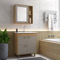 Armário de Banheiro Gabinete Com Cuba e Espelheira 70cm Cannes