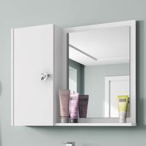 Armário De Banheiro Gênova 1 Porta 2 Prateleiras Com Espelho Branco - Bechara