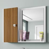 Armário De Banheiro Gênova 1 Porta 2 Prateleiras Com Espelho Branco - Bechara