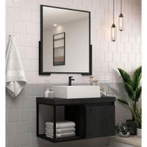 Armário de Banheiro Miami 80 com Espelho 1 Porta Basculante e 1 Nicho Carbono - Belizze