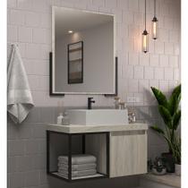 Armário de Banheiro Miami 80 com Espelho 1 Porta Basculante e 1 Nicho Carvalho - Belizze