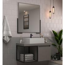 Armário de Banheiro Miami 80 com Espelho 1 Porta Basculante e 1 Nicho Cimento - Belizze