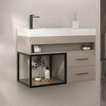 Armário de Banheiro New 2 Gavetas com Cuba 100% Mdf Nude - Belizze Móveis
