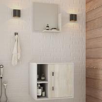 Armário de Banheiro Olivia 1 Porta 2 Prateleiras com Espelho Branco Chess/Snow - Pnr Móveis