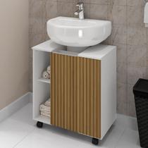 Armário de Banheiro Pequin 1 Porta 5 Prateleiras Branco - Bechara