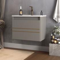 Armário de Banheiro Royal 1 Porta com Cuba 100% Mdf Cimento - Belizze Móveis