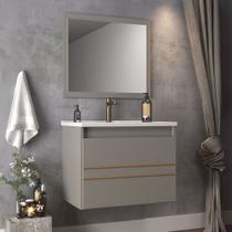 Armário de Banheiro Royal 60 Cm 1 Porta 100% Mdf com Espelho Cimento - Belizze Móveis