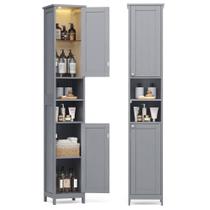 Armário de banheiro VASAGLE Tall com luzes 30x30x170cm Dove Grey
