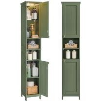Armário de banheiro VASAGLE Tall com luzes 30x30x170cm verde floresta