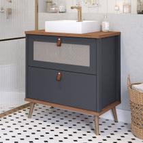 Armário de Banheiro Veneto 60 Cm 1 Porta e 1 Gaveta 100% Mdf Titanium/Freijó - Mgm Móveis Armário de Banheiro Veneto 60 Cm 1 Porta e 1 Gaveta 100% Mdf Titanium/Freijó - Mgm Móveis