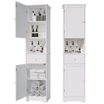 Armário de banheiro Viaozutis Tall Storage 2 portas 2 gavetas branco Armário de banheiro Viaozutis Tall Storage 2 portas 2 gavetas branco