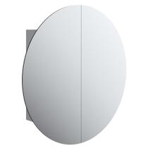 Armário de banheiro VidaXL com espelho redondo LED cinza 54x54x18cm Armário de banheiro VidaXL com espelho redondo LED cinza 54x54x18cm